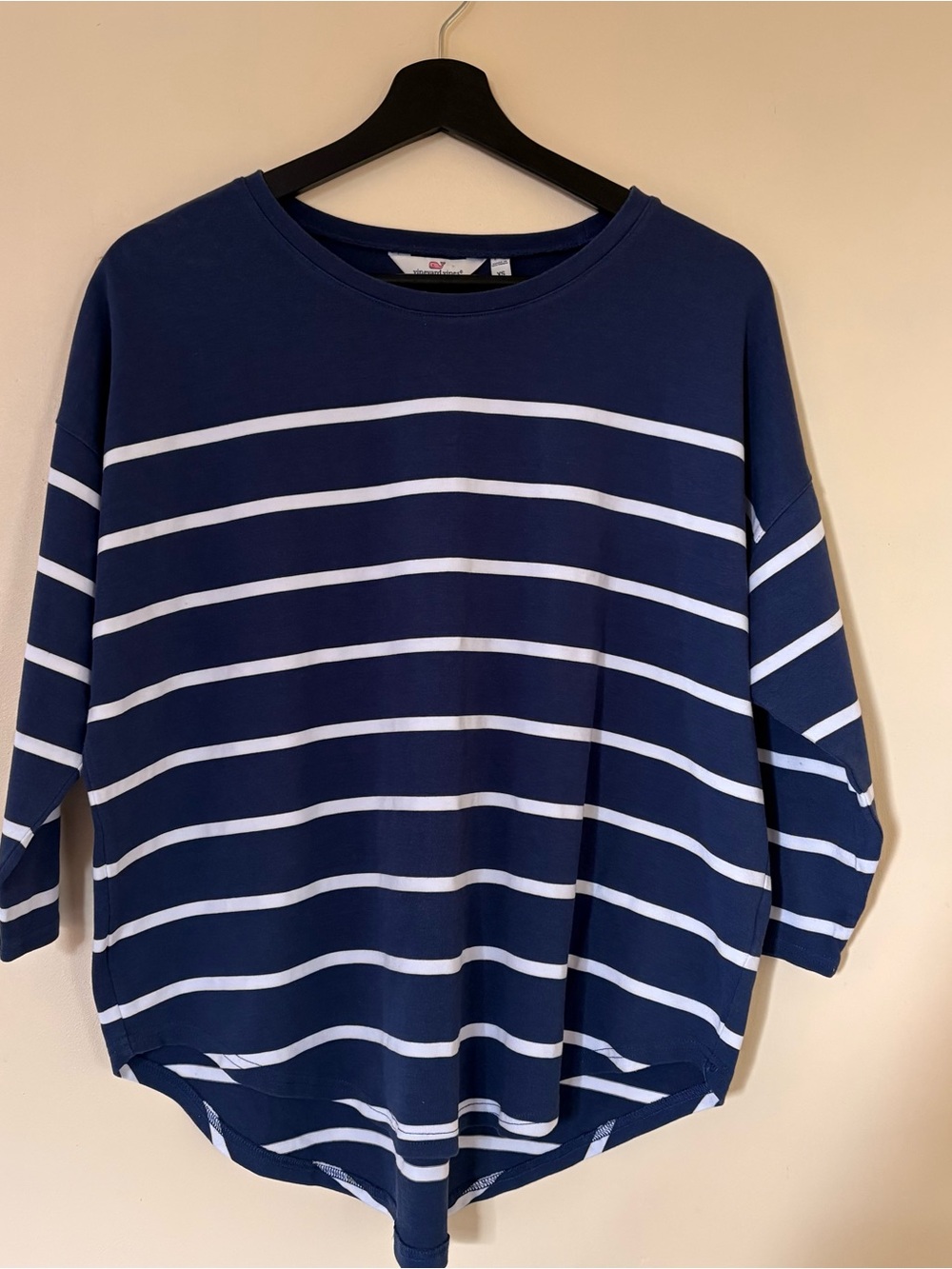 Vineyard Vines Striped Drop Shoulder Top in Deep Bay